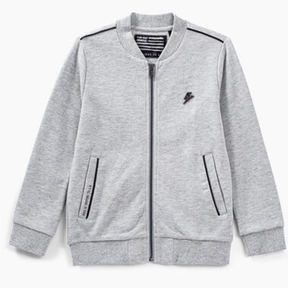 BOYS' GREY EMBROIDERED BACK CARDIGAN